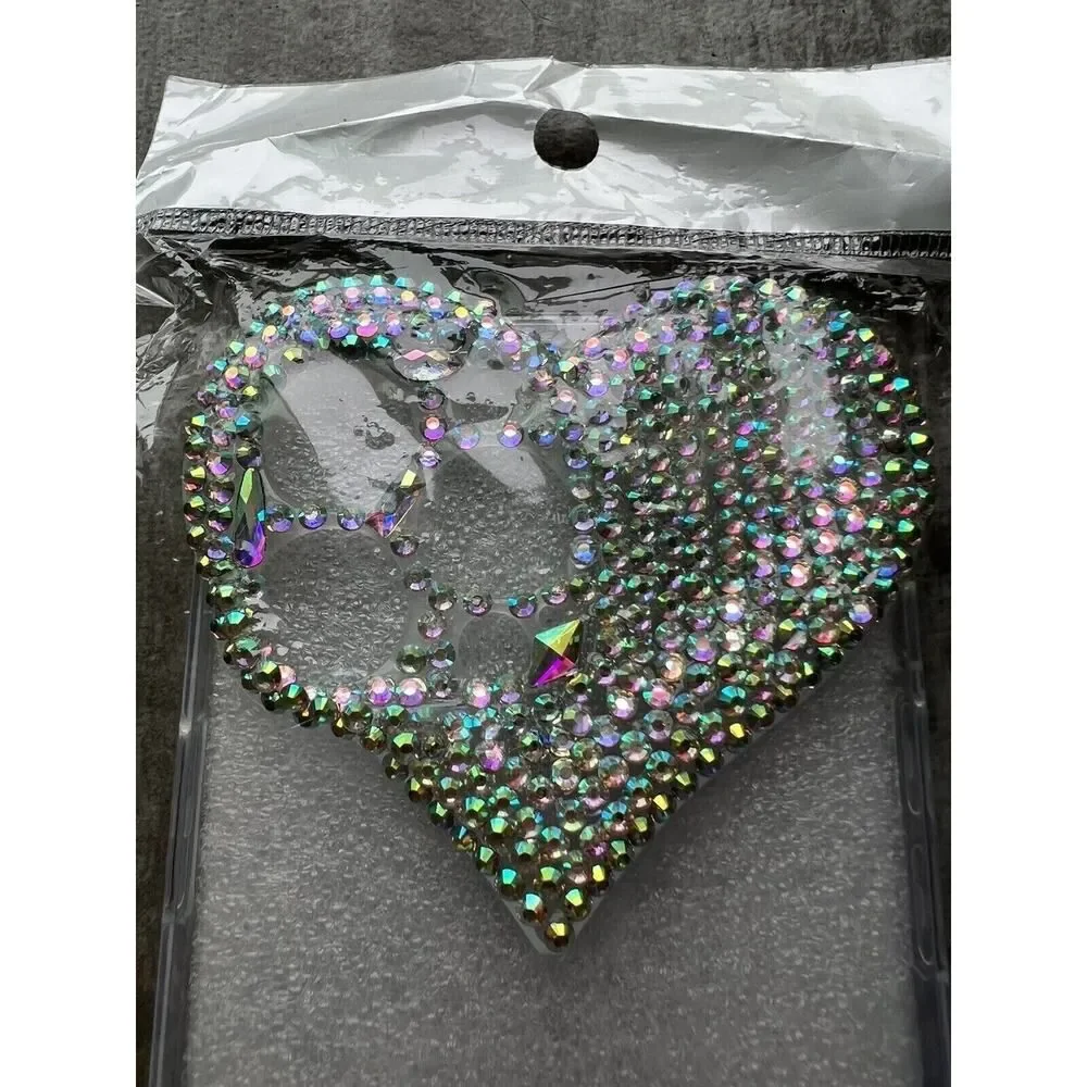 iPhone 13 Pro Los Angeles Boutique Clear Heart Rhinestone Luxury Crystal Case